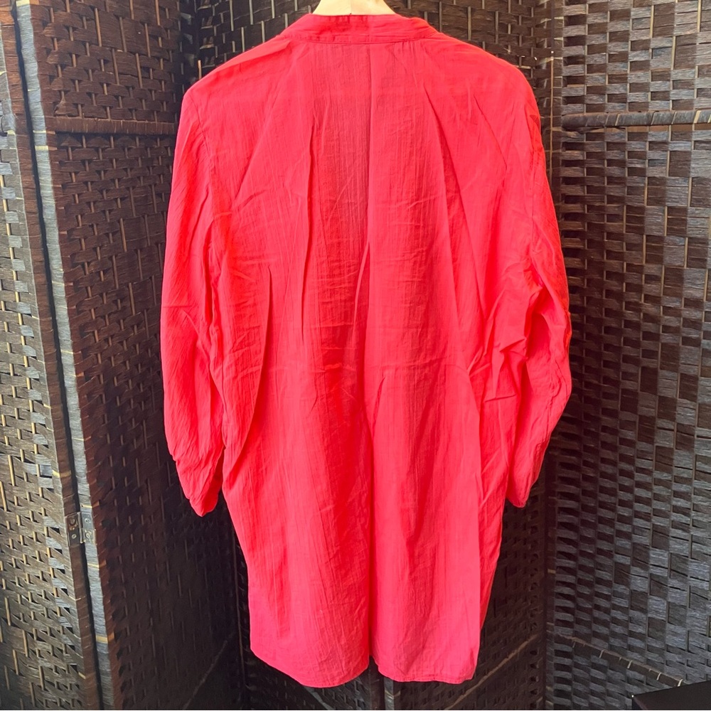 Lauren Ralph Lauren Red Pink Dress Coverup Women Lightweight Beach Size Large - Picture 7 of 11
